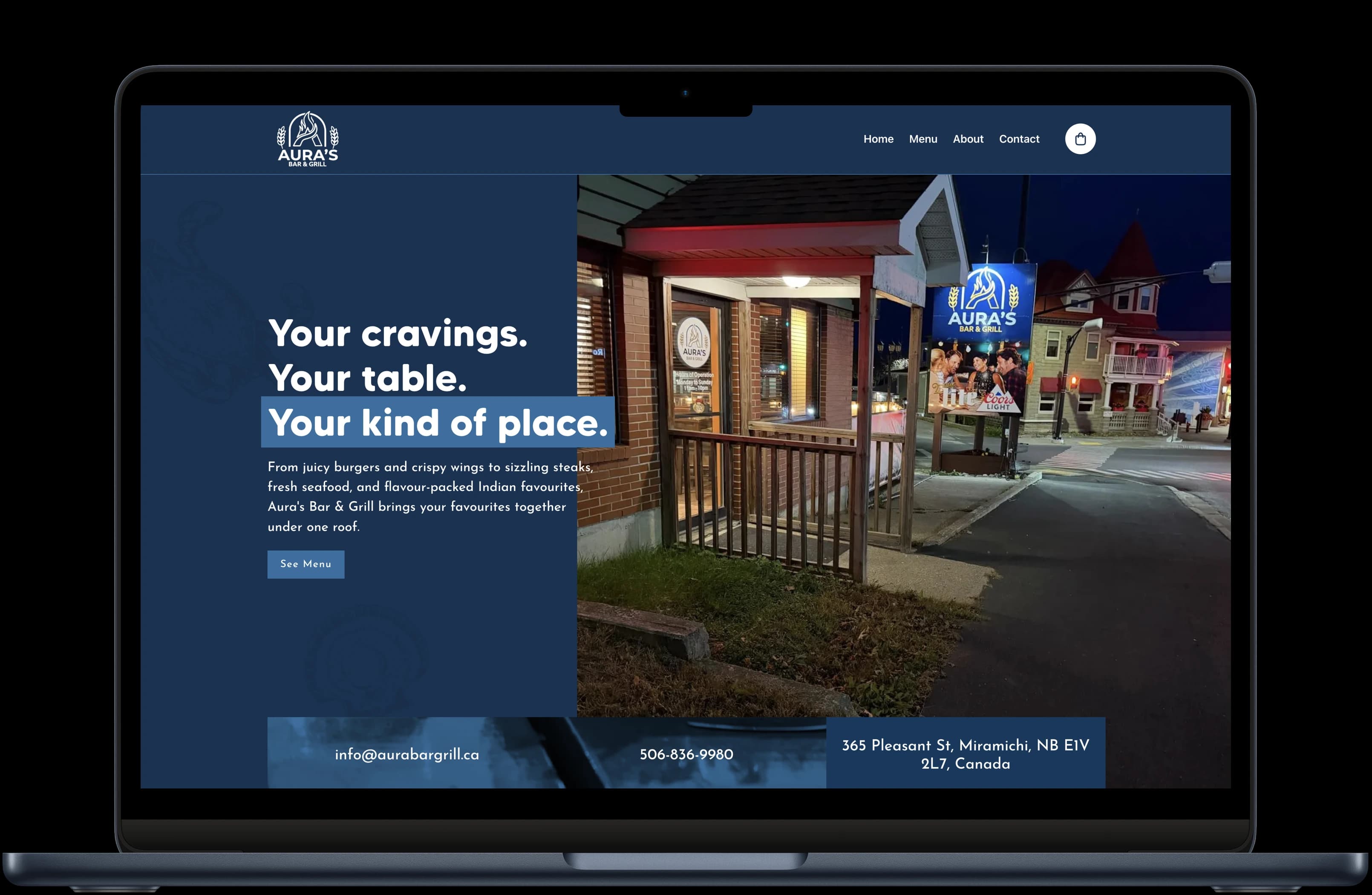 Aura’s Bar & Grill homepage